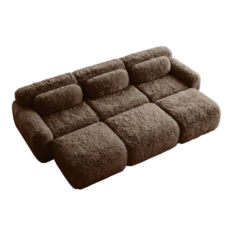 Homy Casa Chocolate Plush Fabric Non-Slip Modular Floor Sofa Sectional