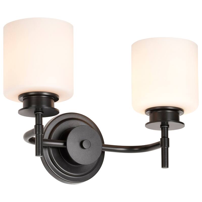 Warren 2 Light Vanity Gun Metal with Satin White Glass - Gun Metal