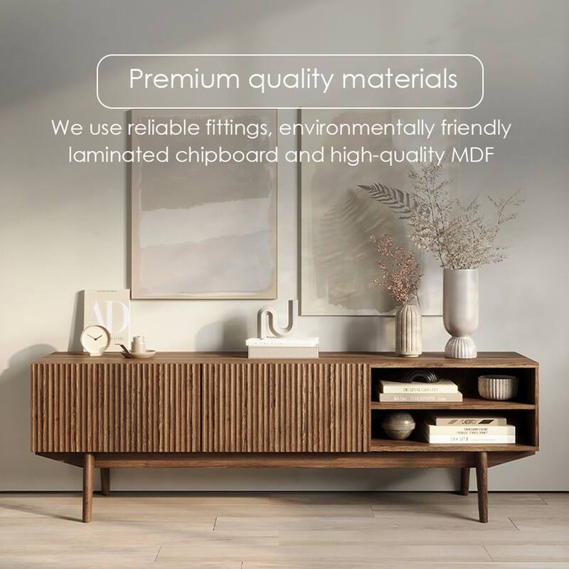 Living Skog Kelly TV Stand Console Fits TV's up to 65 in. with Wood Legs in Mid Century Modern Scandinavian Design