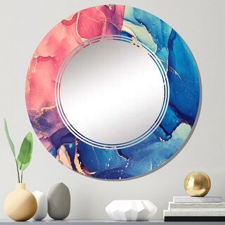 Designart 'Red And Blue Liquid Art I' Printed Modern Wall Mirror - Bed ...