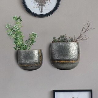 Silver & Gold Metal Wall Planters (Set of 2 Sizes)
