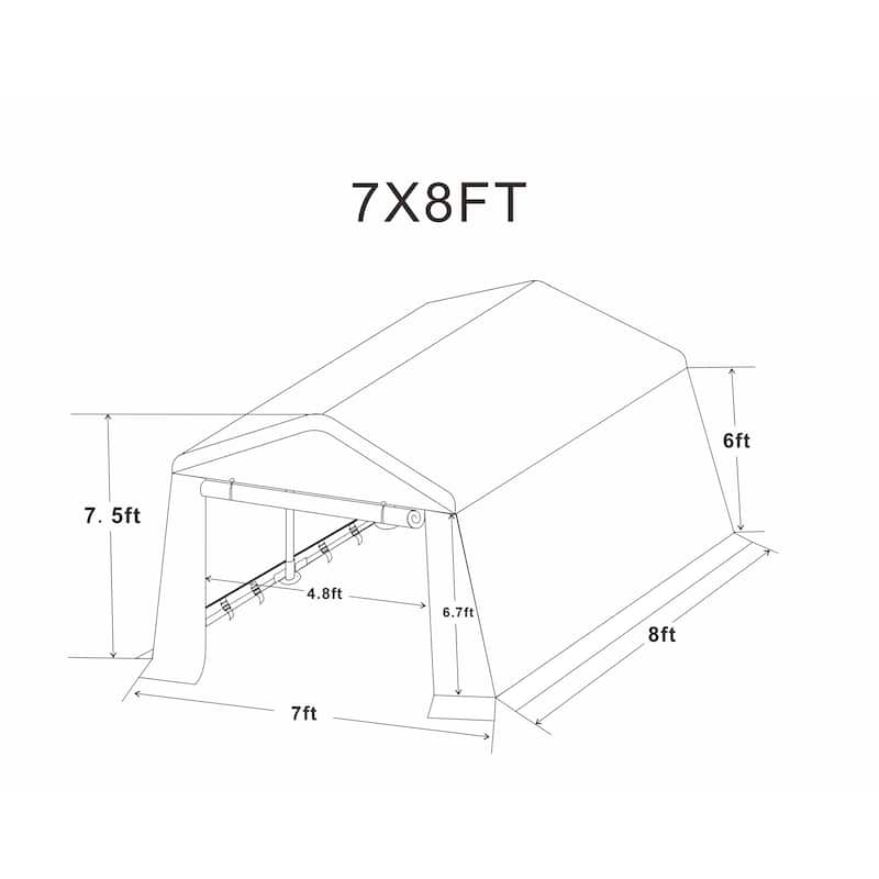 7 ft. W x 8 ft. D x 7.5 ft. H Steel Portable Carport