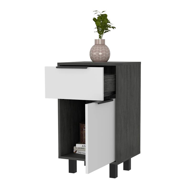 Nightstand Maryland Z, One Drawer, One Cabinet, Pine / White Finish,High quality and durable