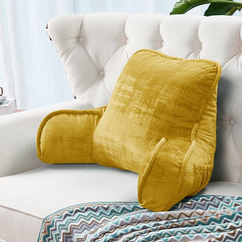 Textured Velvet Bedrest Reading Pillow Cover & Filling