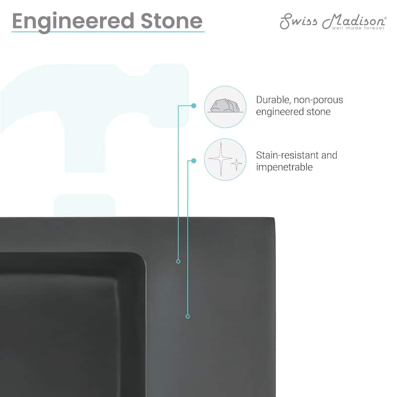 Delice Rectangle 24" Wall-Mount Bathroom Sink in Matte Black