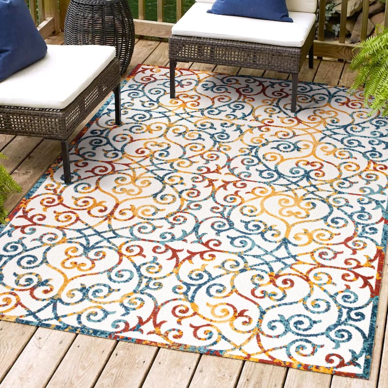 JONATHAN Y Cetara Scroll Trellis Indoor/Outdoor Area Rug