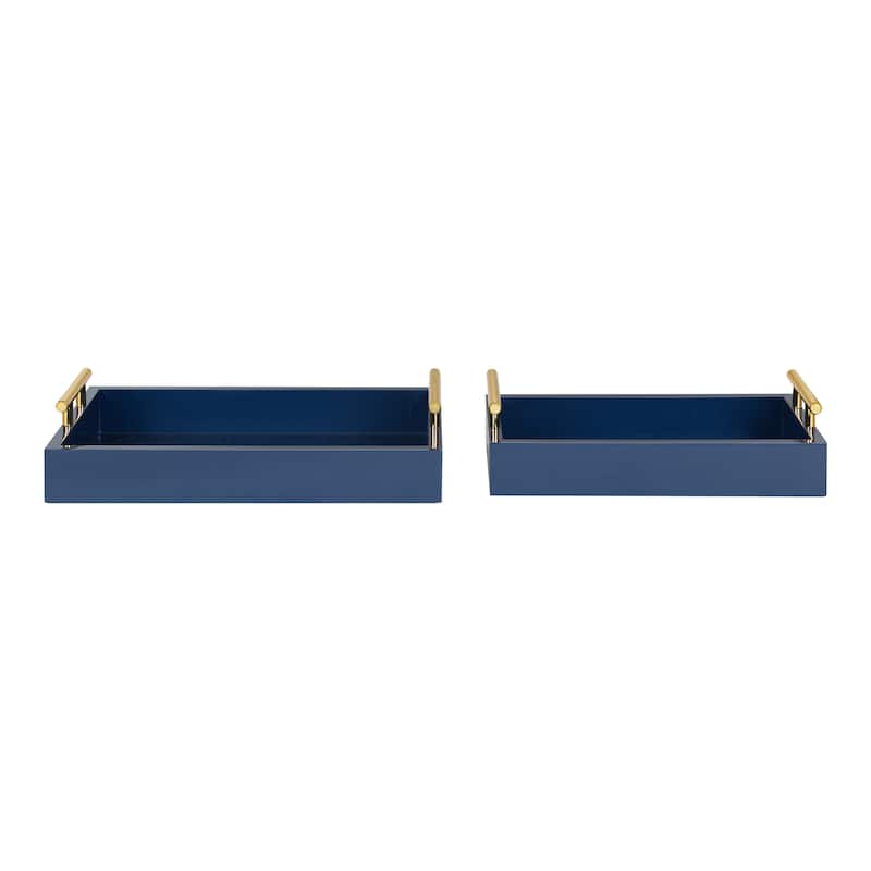 Kate and Laurel Lipton Rectangle Wood Tray Set - 2 Piece
