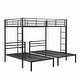preview thumbnail 7 of 22, Full over Twin & Twin Size Bunk Bed with Built-in Shelf in Black