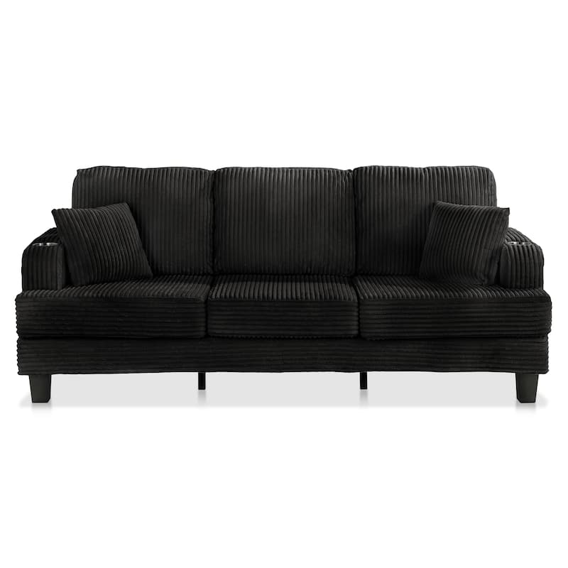DH BASIC Modern Chenille Sofa with Cup Holders and USB Ports by Denhour