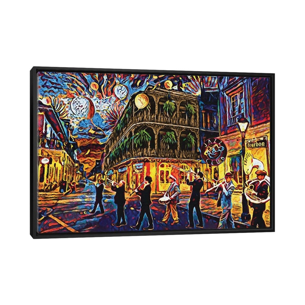 iCanvas "New Orleans - When the Saints Come Marching In" by Rockchromatic Framed Canvas Print