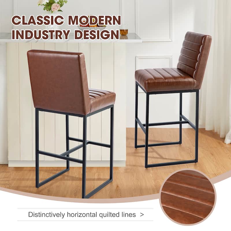 Glitzhome 30"H Modern High Back Upholstered Bar Stools with Metal Legs Set of 2/4