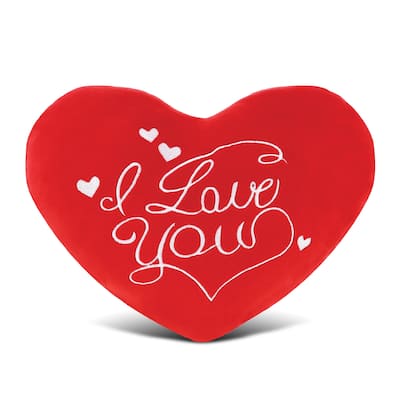 DolliBu I Love You Plush Red Heart Pillow - Fluffy Decorative Heart