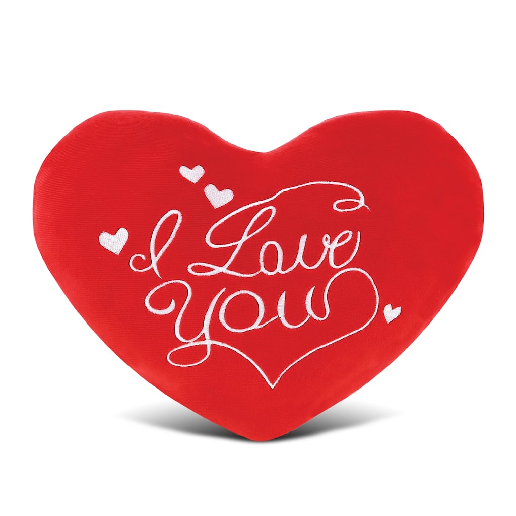 DolliBu I Love You Plush Red Heart Pillow - Fluffy Decorative Heart
