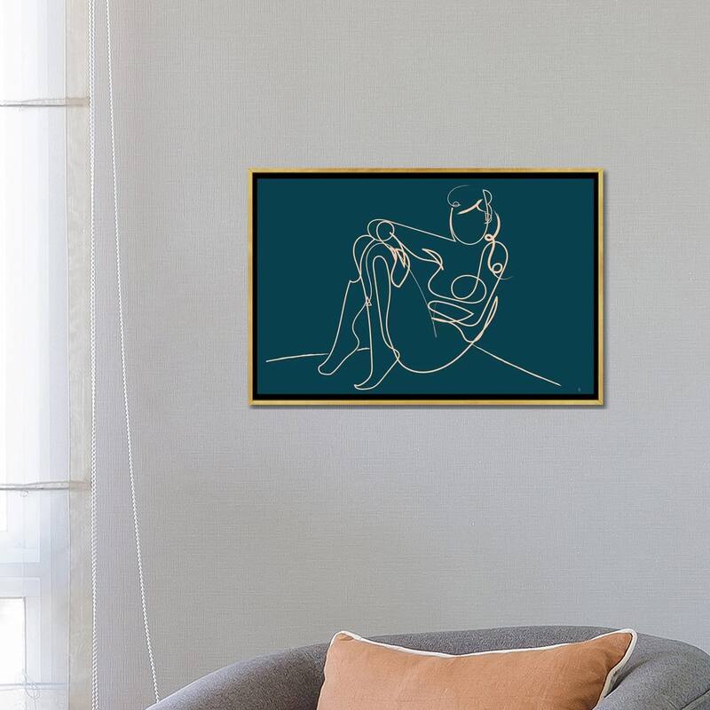 iCanvas "Teal Nude" by Dan Hobday Framed Canvas Print