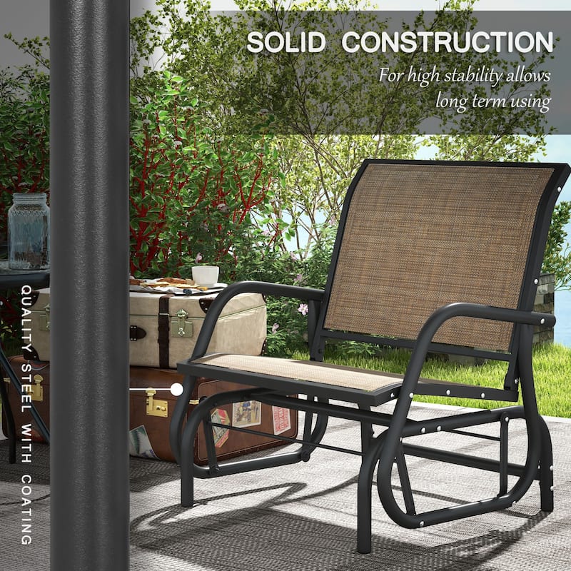 Outsunny Glider/Rocking Chair Set with Breathable Mesh Fabric, Curved Armrest