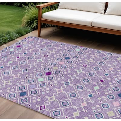 HomeRoots Geometric Modern Rectangle Outdoor Rug