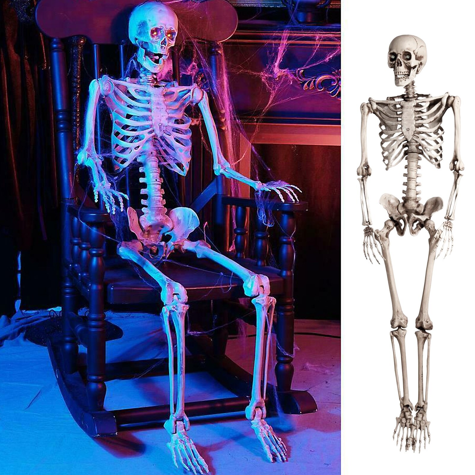 5 FT Posable Skeleton with LED shops Eyes