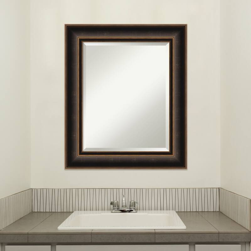 Villa Oil Rubbed Bronze Beveled Wood Framed Bathroom Vanity Wall Mirror - Villa Oil Rubbed Bronze
