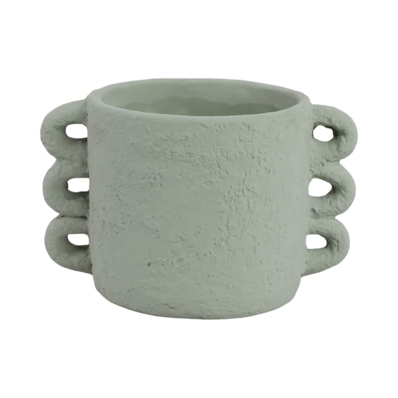Pottery and Cement Planter Multi-Loop Handle Design Contemporary