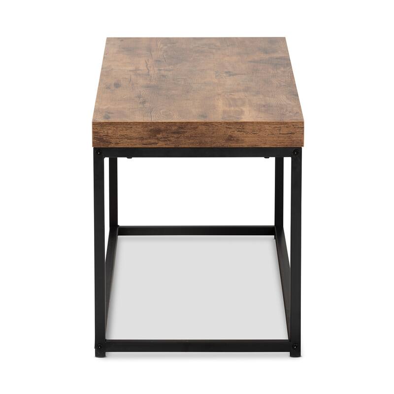 Bardot Modern Industrial Wood and Metal Accent Bench-Walnut Brown