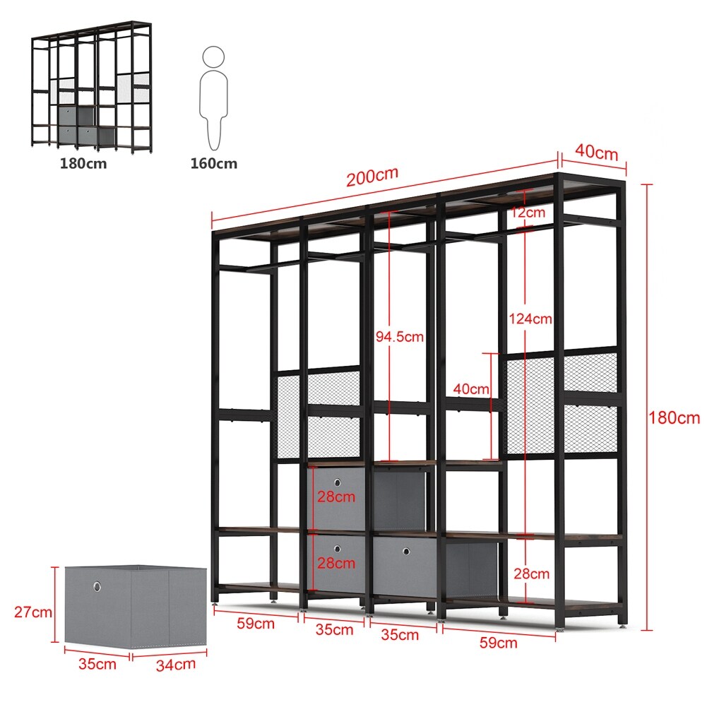 Extra Large Closet Organizer,Freestanding Garment Rack with Shelves and  Hanging Rods - On Sale - Bed Bath & Beyond - 34028430