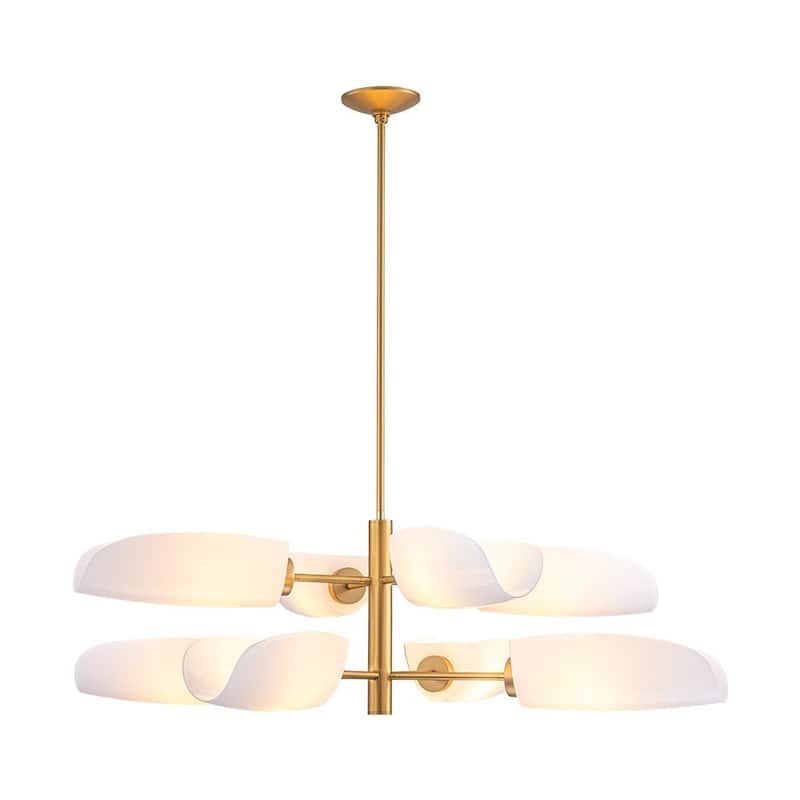 Modern 8-Light Opal Glass Tiered Chandelier - 42.5in