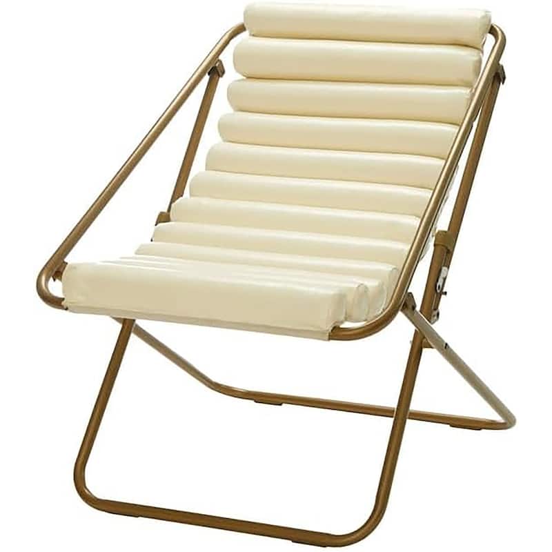 Urban Lifestyle Vegan Leather Ribbed Sling Lounge Chair - Ivory