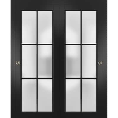 Bypass Doors 36 x 80 Planum 2122 Matte Black Sturdy Rails