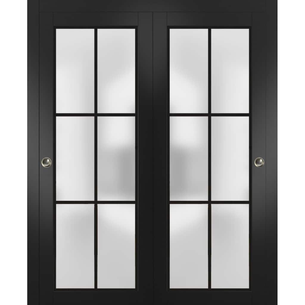 Bypass Doors 36 x 80 Planum 2122 Matte Black Sturdy Rails