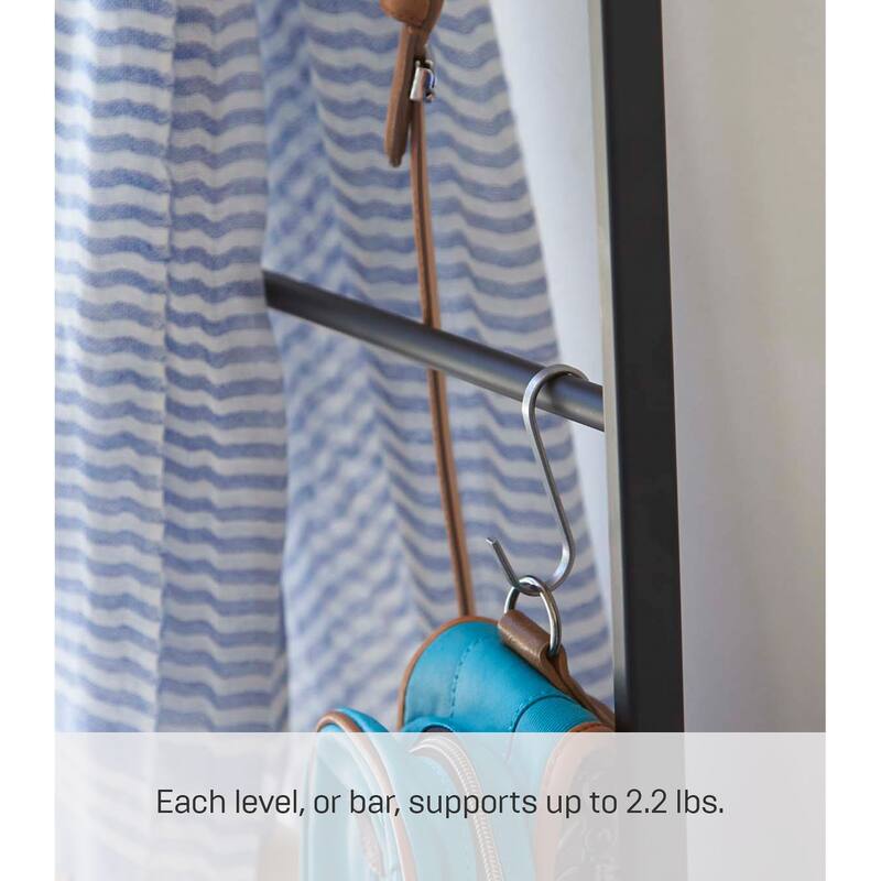 Yamazaki Home Leaning Storage Ladder - Two Styles, Steel, Ladder, Holds 13.2 lbs - L 9.45 x W 17.72 x H 62.99 inches