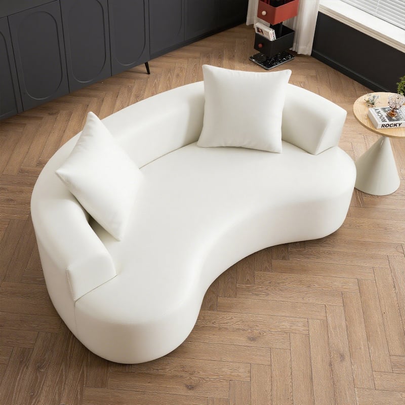Moon Shaped Sofa,Modern Sleeper Cat Waist Sofa With Deep Seat,Non Assembly Sponge Compression Sofa