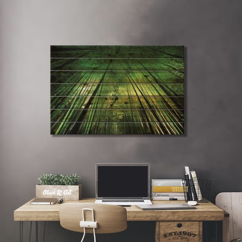 Bamboo Night Print On Wood by Takeshi Marumoto - Multi-Color
