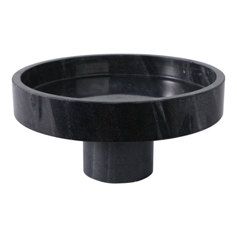 Marble Decorative Bowl Modern Pedestal Base Organizer - 6" Black - 12" x 12" x 6"