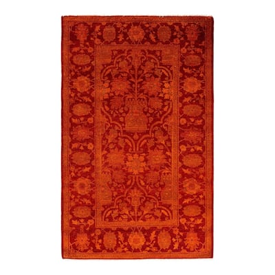 Overdyed, One-of-a-Kind Hand-Knotted Area Rug - Orange - 3' 1" x 5' 0"