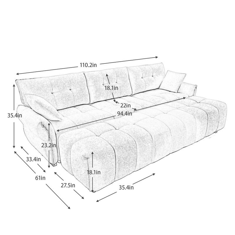 3 - Seater Sofa Set With 3 Ottomans And Pillows, Sturdy Solid Wood Frame In Elegant Textured Chenille