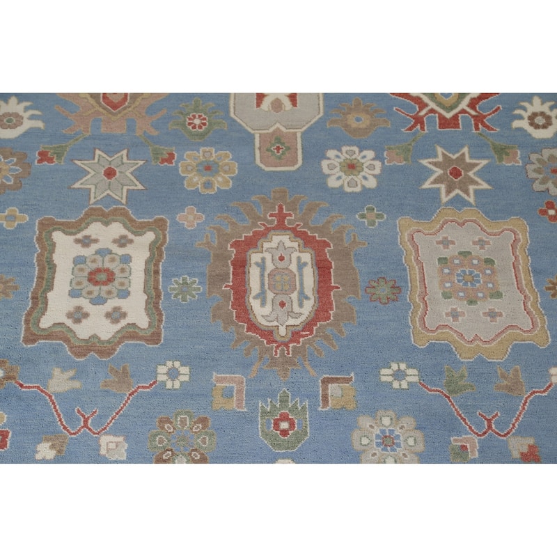 Palace Size Blue Oushak Large Area Rug Hand-Knotted Wool Carpet - 12'0" x 14'11"
