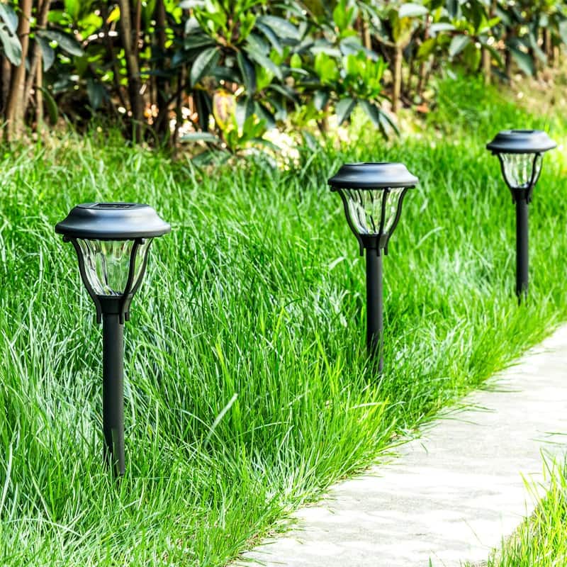 Soltoostar 6-pack Black Solar Pathway LED Lights with Waterproof