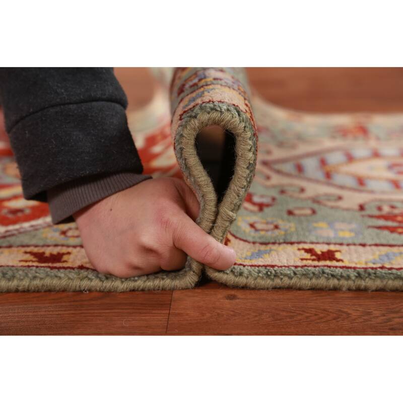 Hand Knotted Oriental 100% Wool Carpet Transitional Geometric Green Khotan Runner Rug - 7' 10'' X 2' 6''