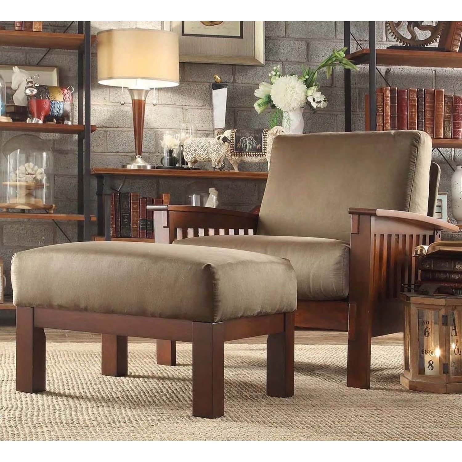 Mission style chair with discount ottoman