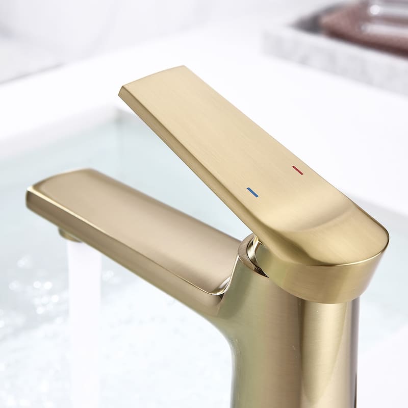 Modern Brushed Gold Single Hole Bathroom Sink Faucet