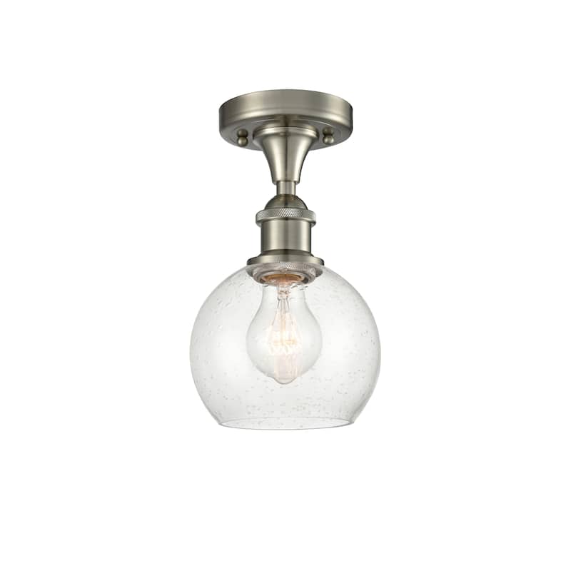 Innovations Lighting Athens - 1 Light 6" Semi-Flush Mount - Seedy/Brushed Satin Nickel