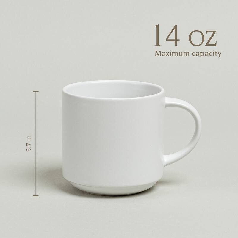 over&back Stackable 14oz Semi-Matte Stoneware Mugs, Set of 4