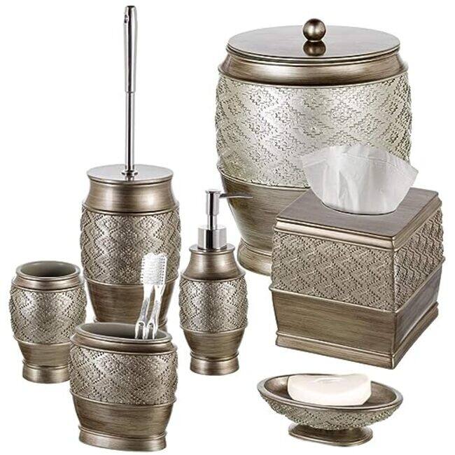 Creative Scents Dublin Brushed Silver Bathroom Trash Can with Lid