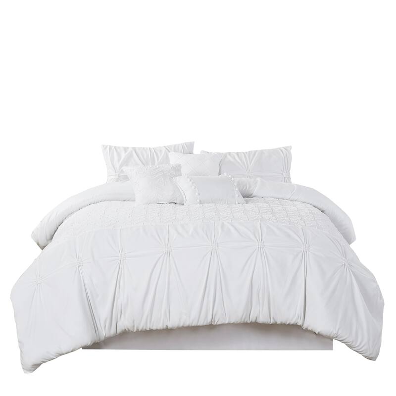 DCP 4 Piece All Season Soft Polyester Bedding Comforter Set,White