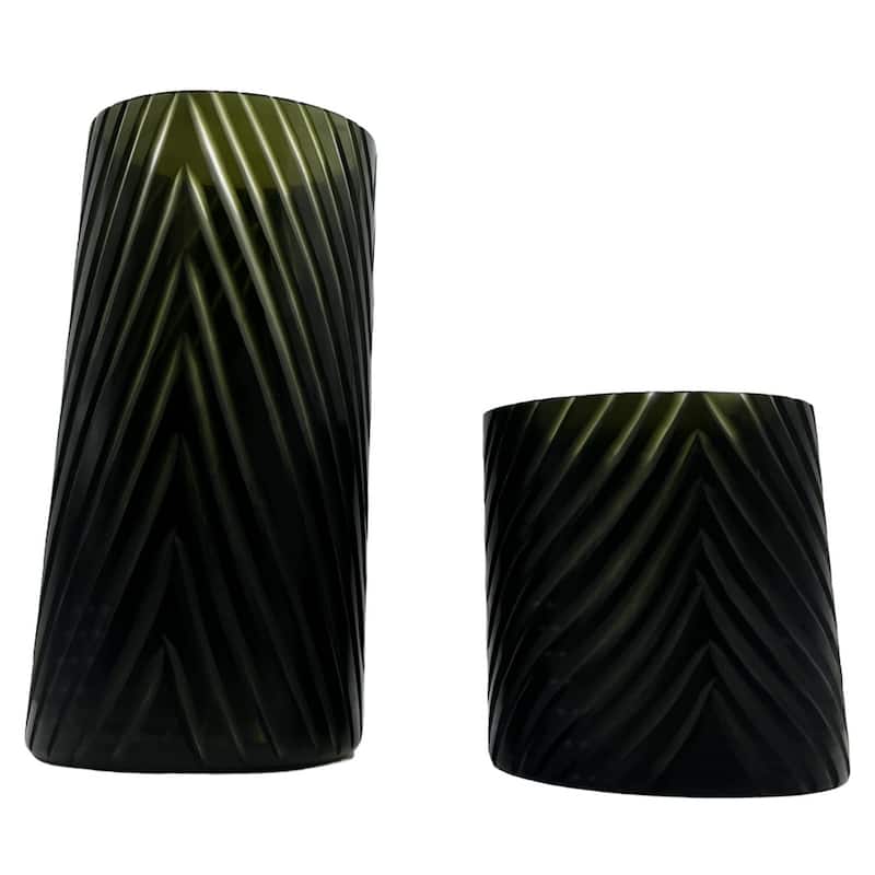 Set of 2 Decorative Handmade Glass Modern Art Vase in Black