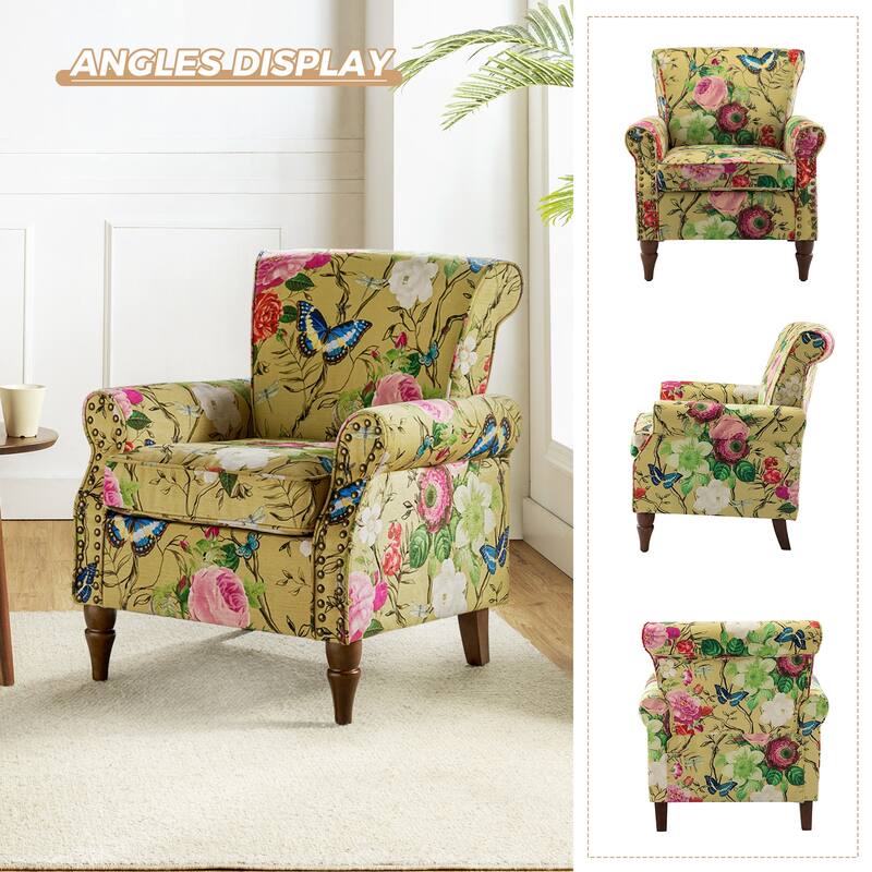 Nyctelius Nailhead Trim Traditional Accent Armchair with Rolled Arms by HULALA HOME