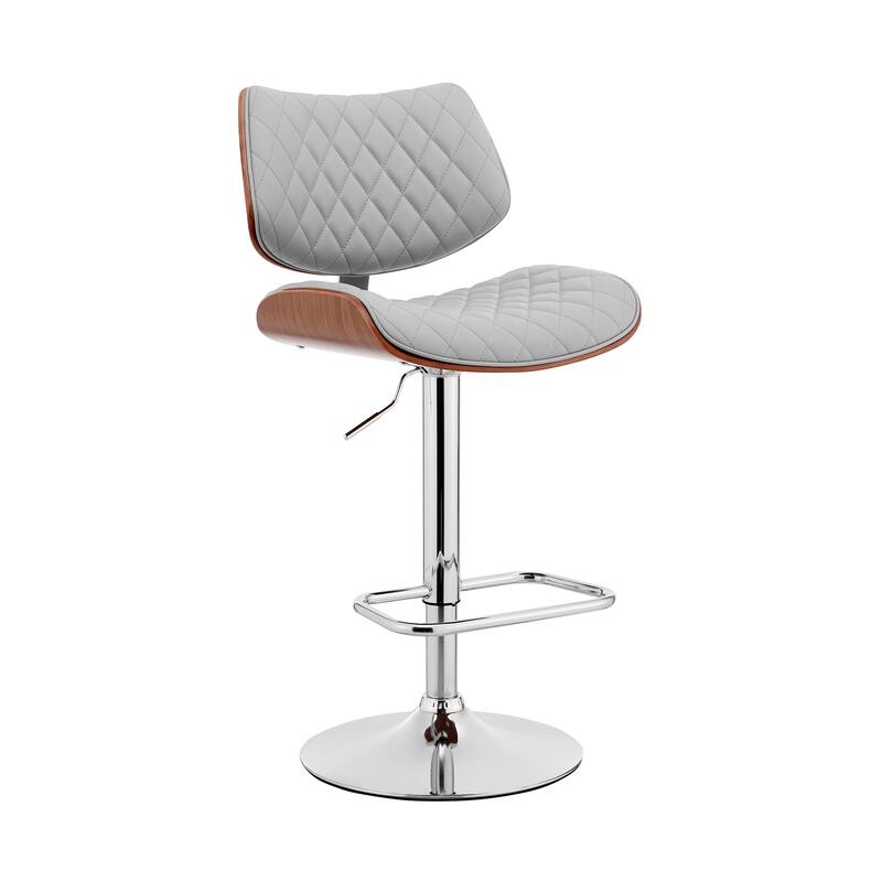 Leland Adjustable Faux Leather and Metal Bar Stool