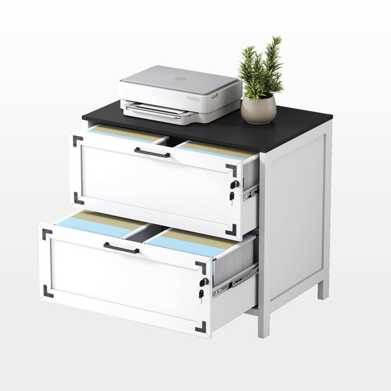 GDF Studio - Atkinson Farmhouse 2-Drawer File Cabinet with Lock for Home Office