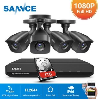 SANNCE 4CH 1080P Video Surveillance Cameras Wired System With 4PCS ...