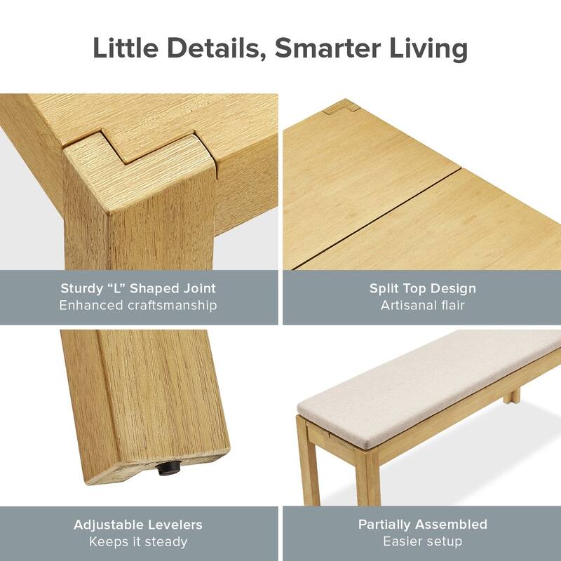 Mopio Logan Upholstered Beige Dining Bench